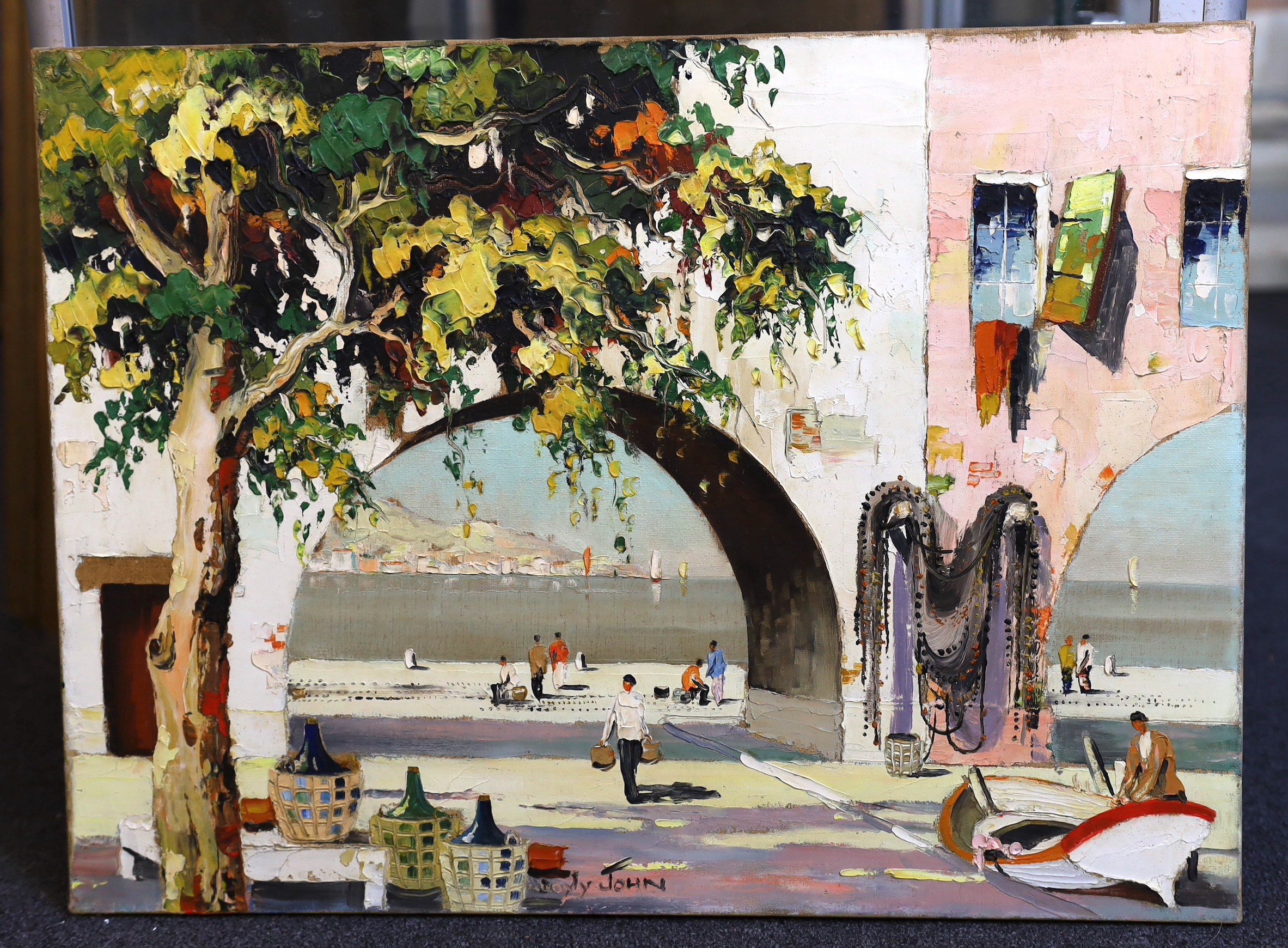 Cecil Rochfort D'Oyly-John (British, 1906-1993), Mediterranean archway, oil on canvas, 43 x 58cm, unframed